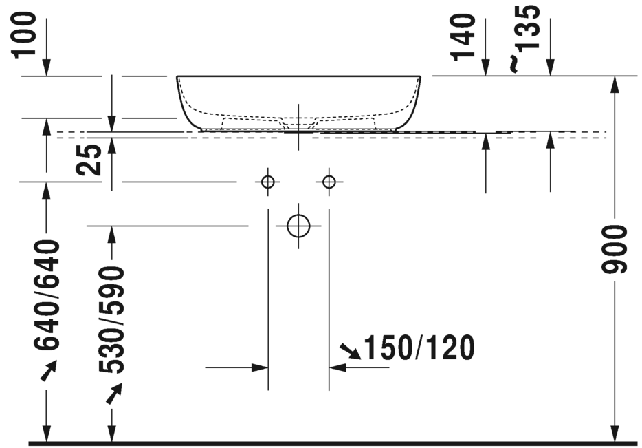 Раковина Duravit Luv шлифованная 60х40 037960 схема 2