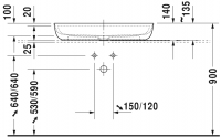 Раковина Duravit Luv шлифованная 80х40 038080 схема 2