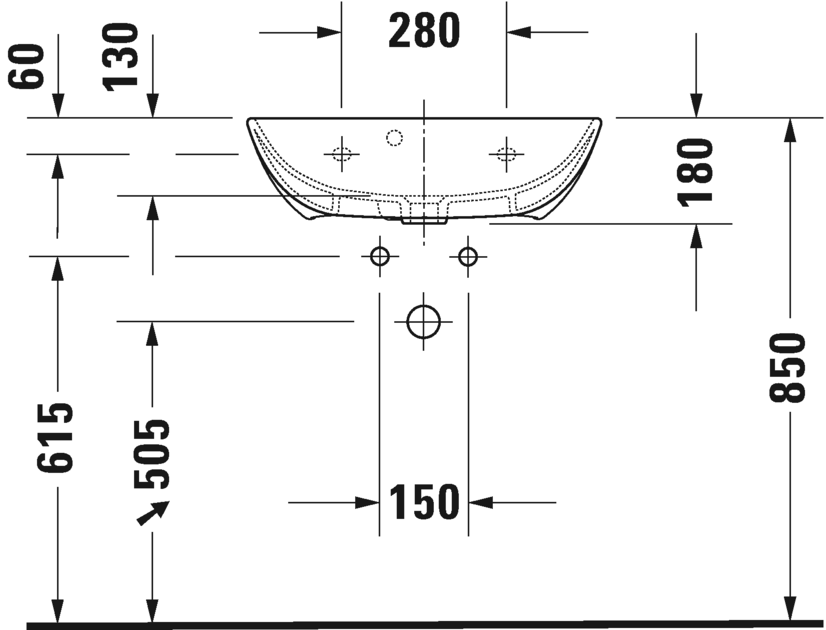 Раковина Duravit ME by Starck 60х40 234360 схема 2