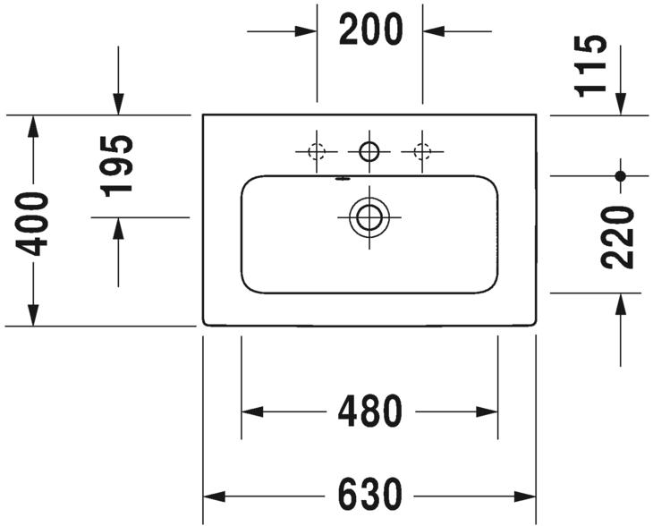 Раковина Duravit ME by Starck 63х40 234263 схема 1