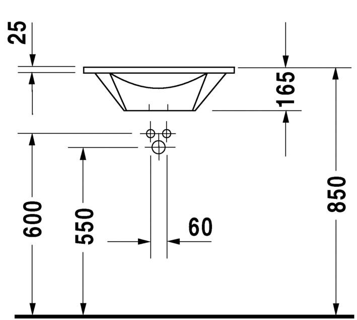 Раковина Duravit Starck 1 для мебели 58х58 040658 схема 2