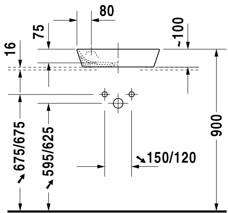 Раковина Duravit Starck 1 46х46 232246 схема 2