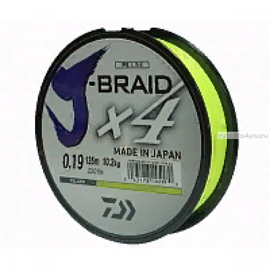 Шнур плетеный Daiwa J-Braid PE X4 135м /цвет: Yellow