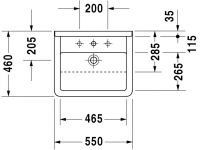 Раковина Duravit Starck 3 полувстраиваемая 55х46 031055 схема 1