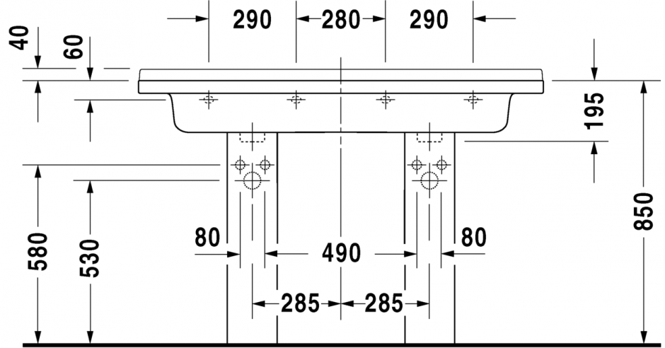 Раковина Duravit Starck 3 Двойная 130х48,5 033213 ФОТО