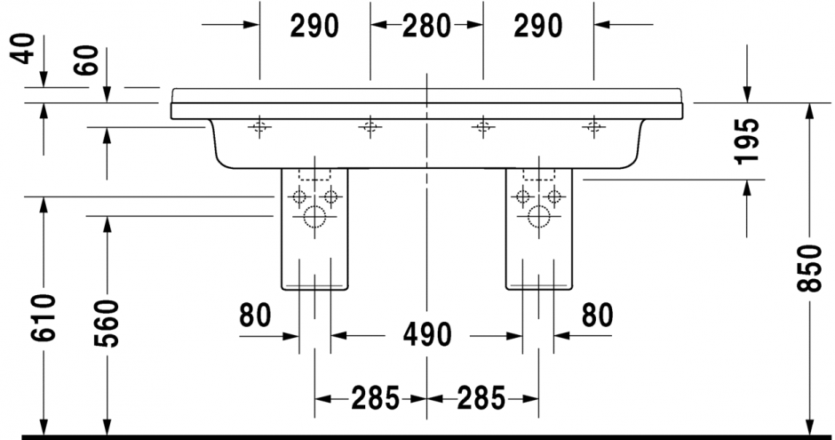 Раковина Duravit Starck 3 Двойная 130х48,5 033213 ФОТО