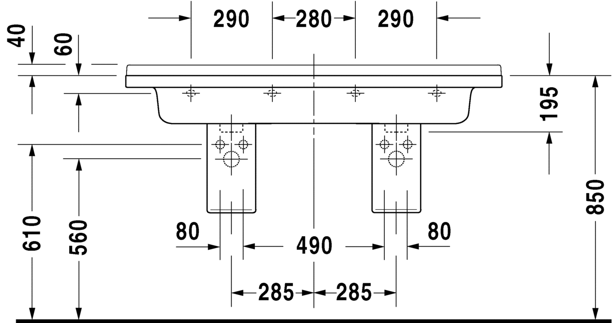 Раковина Duravit Starck 3 Двойная 130х48,5 033213 схема 3