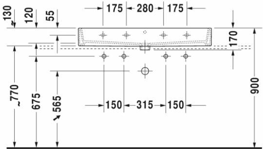 Раковина Duravit Vero Air двойная шлифованная 100х47 235010 ФОТО