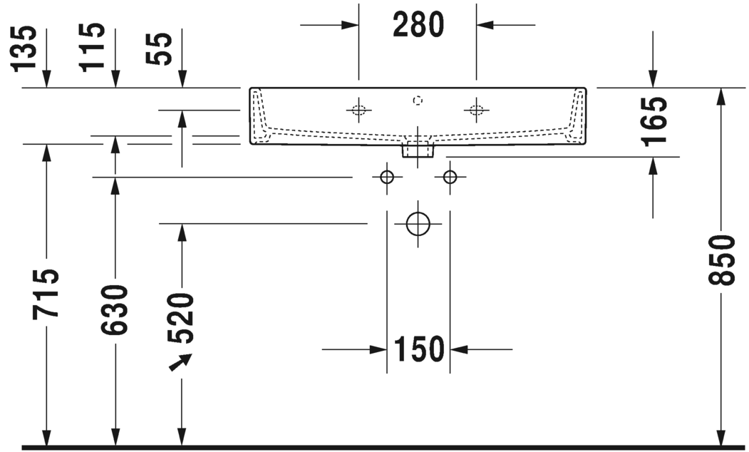 Раковина Duravit Vero Air 80х47 235080 схема 2