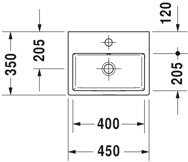 Раковина Duravit Vero Air 45х35 072445 схема 1