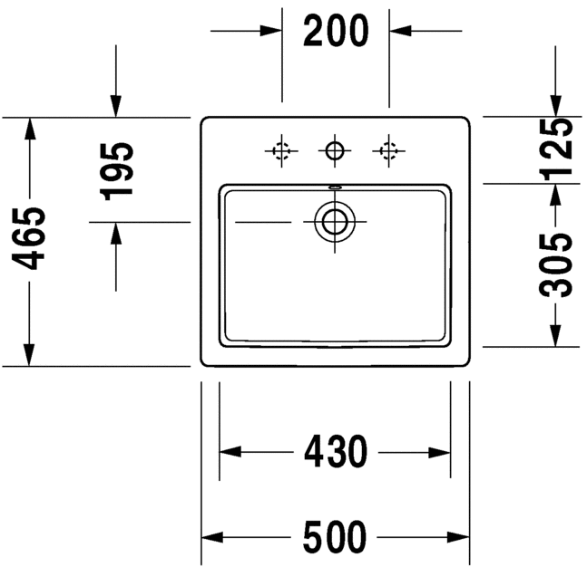 Раковина Duravit Vero встраиваемая 50х46,5 031550 схема 1