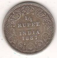 1/4 рупии 1887 г. Британская Индия