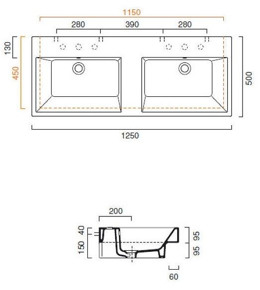 Раковина Catalano Zero 1125ZE00 125х50 ФОТО