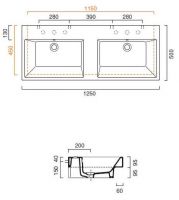 Раковина Catalano Zero 1125ZE00 125х50 схема 1