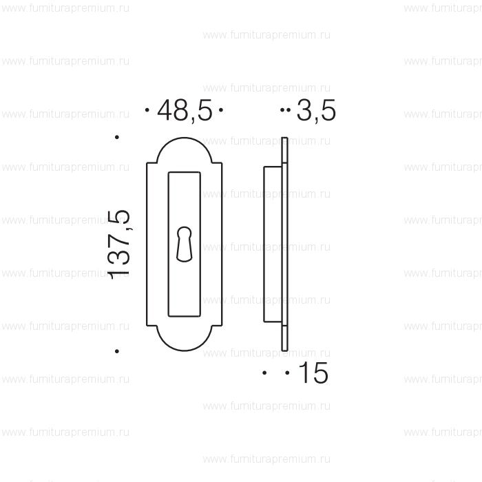 Ручка Colombo Antologhia Ottocento KOT111 CF для раздвижных дверей под ключ