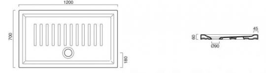 Душевой поддон Catalano 170120H600 120х70 ФОТО