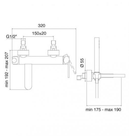 Смеситель для ванны и душа Treemme Klab 2700 ФОТО