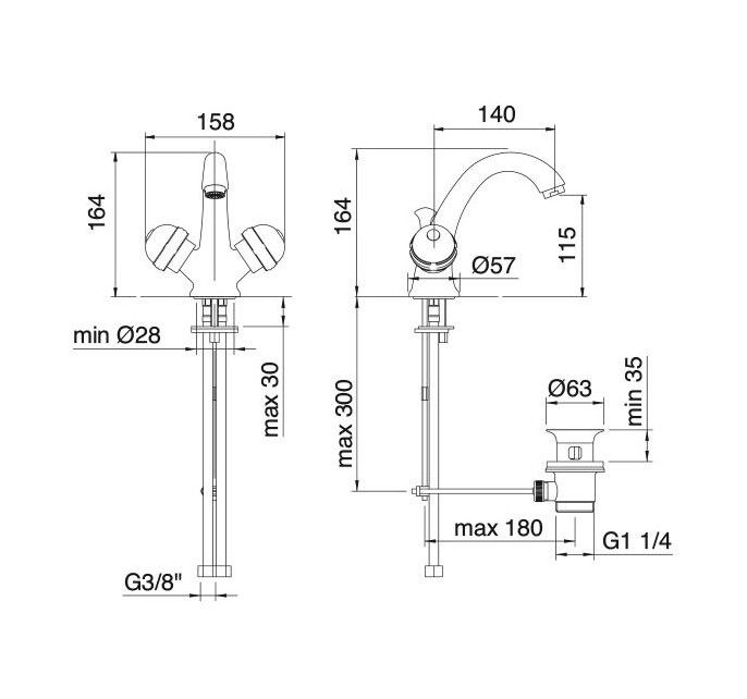 Treemme Okay смеситель для раковины 3414 схема 1