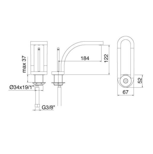 Смеситель для раковины Treemme Philo 7011CL схема 1