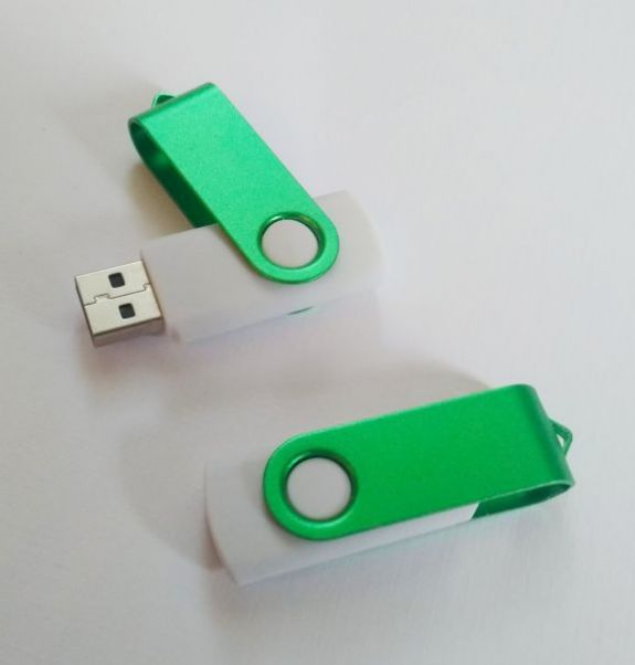 Флешки Twist Color белые с зеленым 8-16-32 Gb