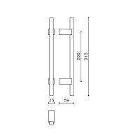 Ручка-скоба Olivari Bios L204. Длина 315 мм. схема