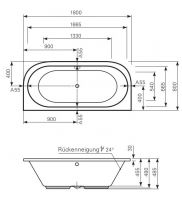 Ванна Mauersberger 1318000501 Primo 180x80 схема 1