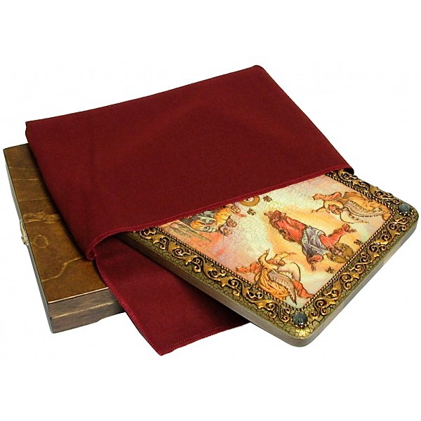 Инкрустированная настольная икона Вознесение Господне (21*29 см, Россия) на натуральном мореном дубе, в подарочной коробке