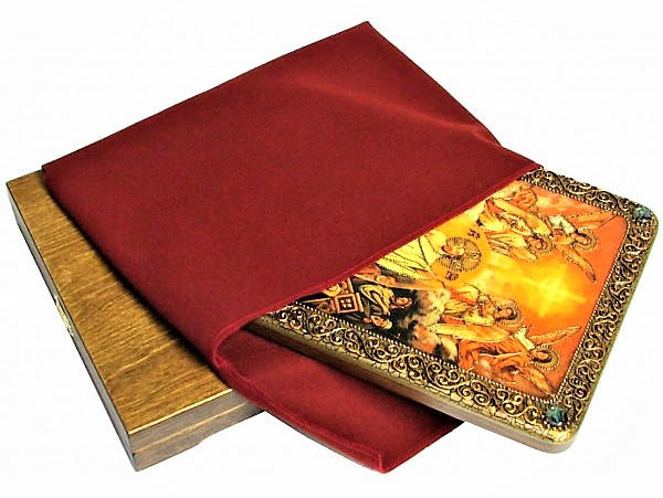 Инкрустированная настольная икона Воскресение Христово - Пасха (21*29 см, Россия) на натуральном мореном дубе, в подарочной коробке