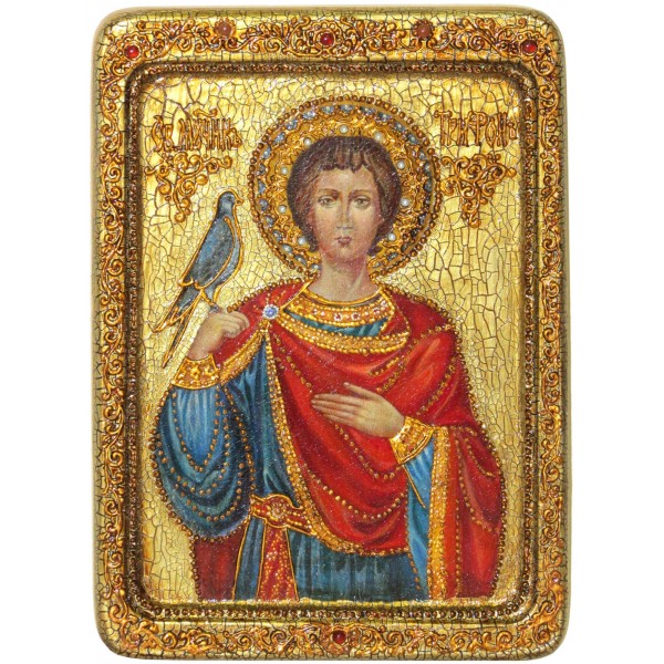 Инкрустированная Живописная икона Святой мученик Трифон (21*29 см, Россия) на натуральном кипарисе в подарочной коробке Инкрустированная Живописная икона Святой мученик Трифон (21*29 см, Россия) на натуральном кипарисе в подарочной коробке