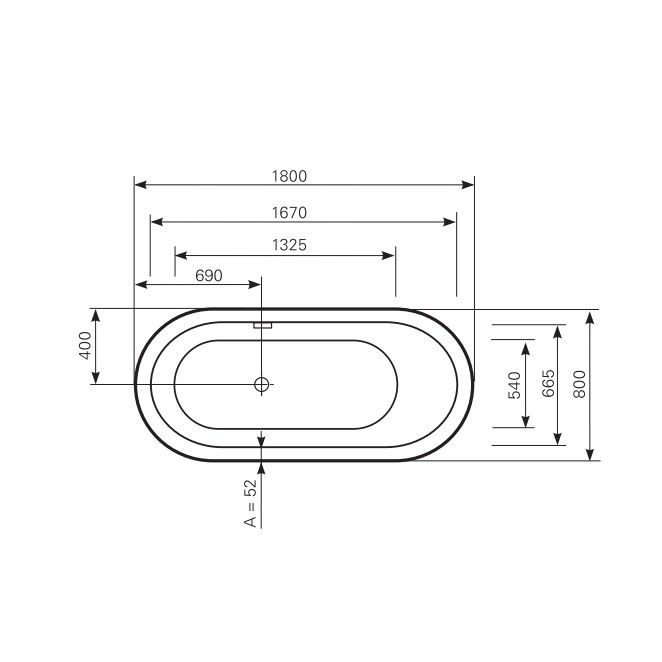 Ванна Mauersberger 6018597101 Levo uno 180x80 схема 1