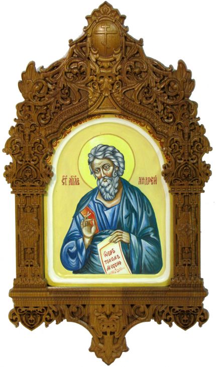 Рукописная икона "Святой апостол Андрей Первозванный" на кипарисе Рукописная икона "Святой апостол Андрей Первозванный" на кипарисе