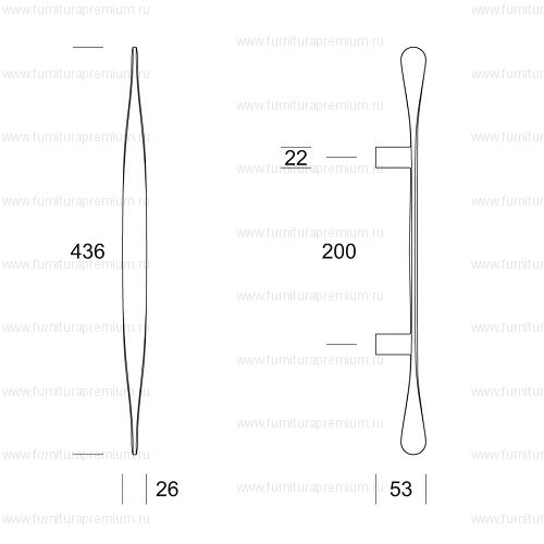 Ручка-скоба Salice Paolo Spoon 6229. Длина 436 мм.