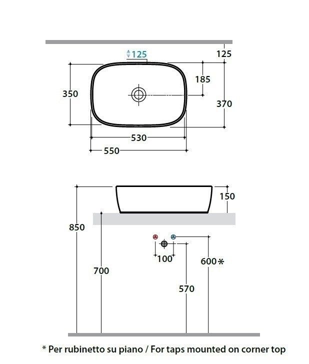 Раковина Globo Genesis GE044 55 х 37 ФОТО