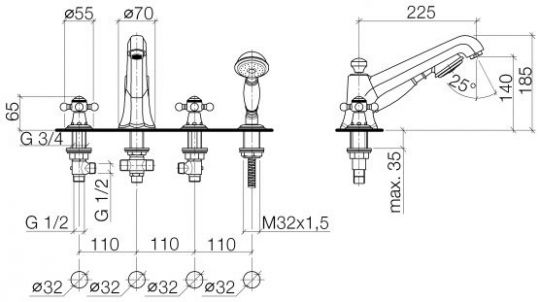 Смеситель для ванны и душа Dornbracht Madison 27502360 ФОТО