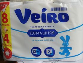 Veiro 2сл 12рул Домашняя белая арт.1С212 туалетная бумага