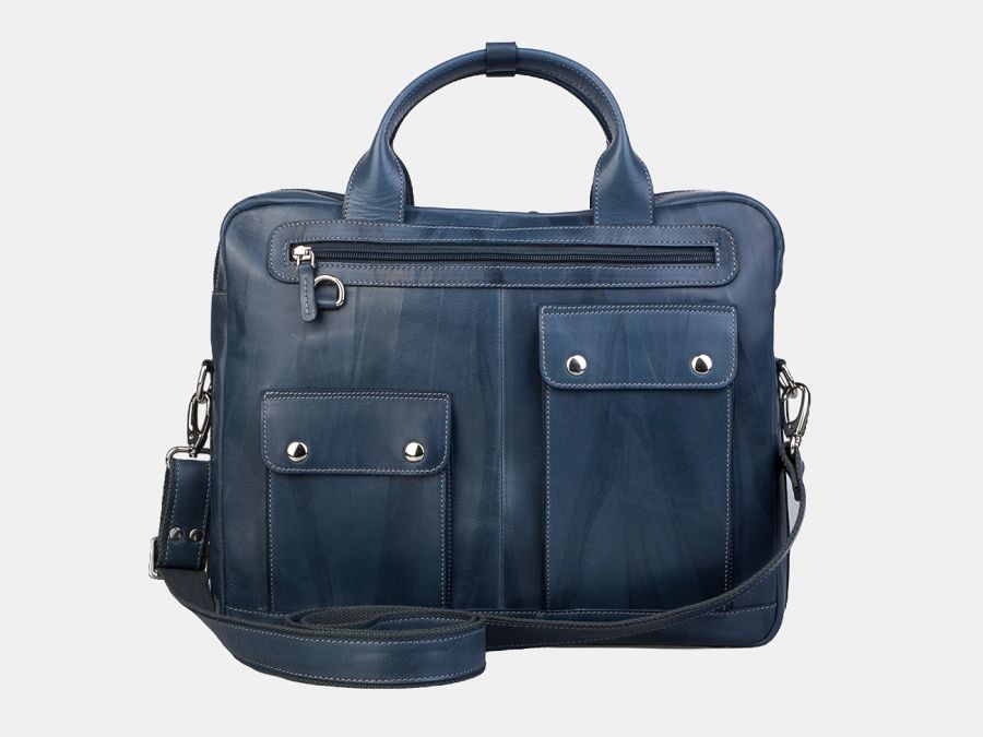 Сумка-портфель из натуральной кожи Alexander-TS «PF0019 Light Blue»