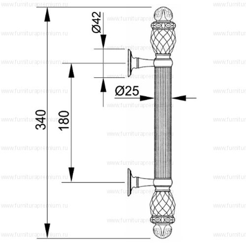 Ручка-скоба Mestre 0N4764. Длина 340 мм