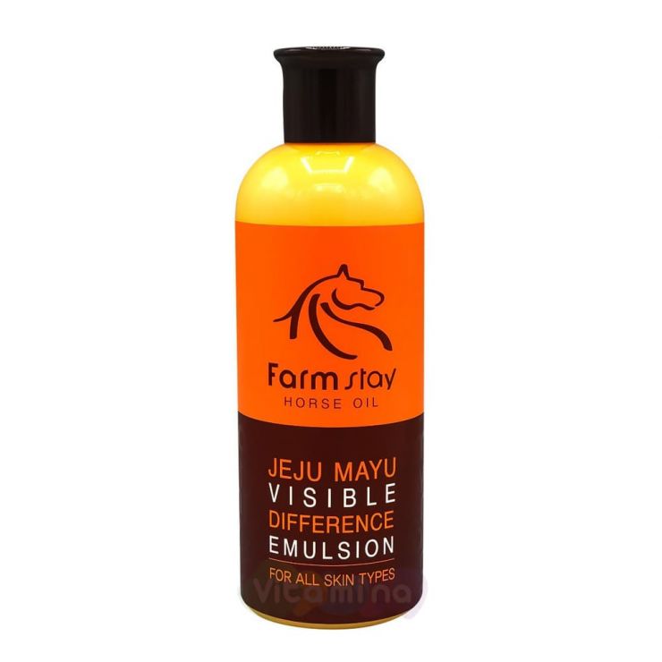 FarmStay Увлажняющая эмульсия с лошадиным жиром Jeju Mayu Visible Defference Emulsion, 350 мл