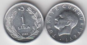 Турция 1 лира 1981 год UNC