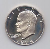 1 доллар 1974 года UNC США серебро