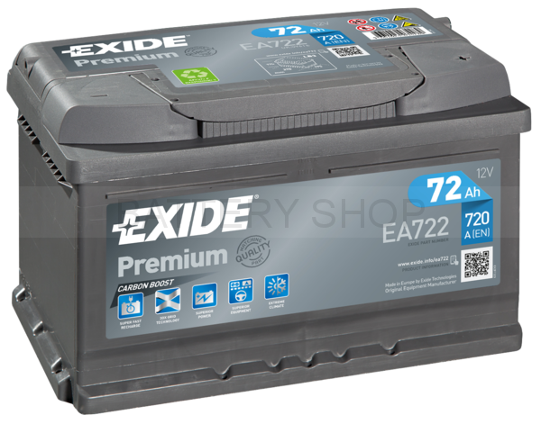 Exide Premium 72 Ah 720 A EA722 НИЗКИЙ