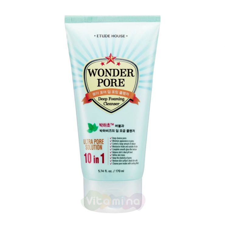 Etude House Пенка для очищения пор Wonder Pore Deep Foaming Cleanser, 170 мл