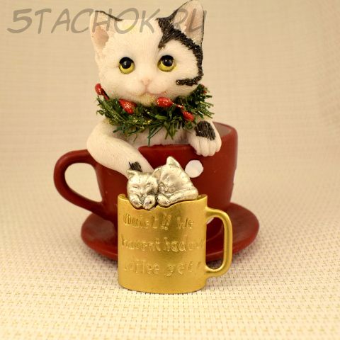 Брошь "Два котенка в кружке" (Danecraft США)