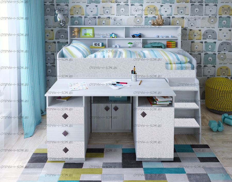 Кровать-чердак Малыш-5 (80х180), новые цвета!