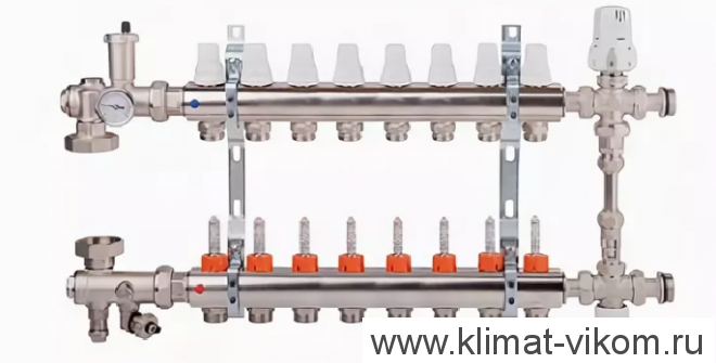 Коллектор с расходомерами и смесительным узлом ICMA  1"/3/4" (8)