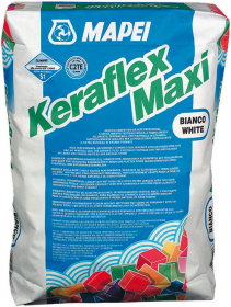 Клей для Керамической Плитки и Камня Mapei Keraflex Maxi S1 25кг Белый на Цементной Основе / Мапей Керафлекс Макси