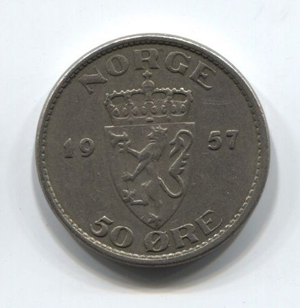 50 эре 1957 года Норвегия