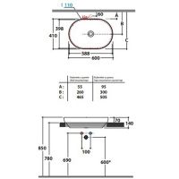 схема раковины Globo T-Edge B6O61