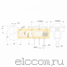 Выключатель клавишный круглый 250V 6А (3с) ON-OFF желтый с подсветкой Micro (RWB-106, SC-214)