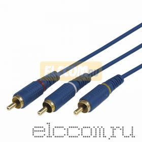 Шнур 3х3 RCA 1.5 м синий gold REXANT